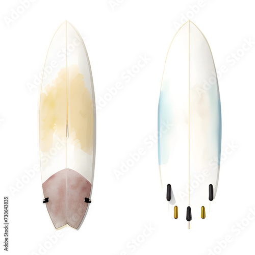 surfboard watercolor illustration isolated transparent background photo