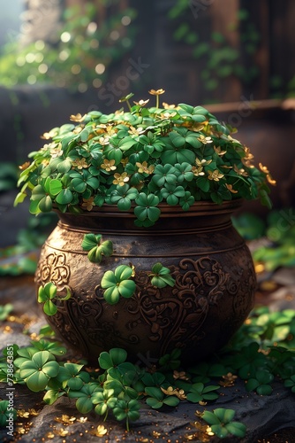 Shamrocks Adorned with Green Cover, Symbolizing Luck and Wealth