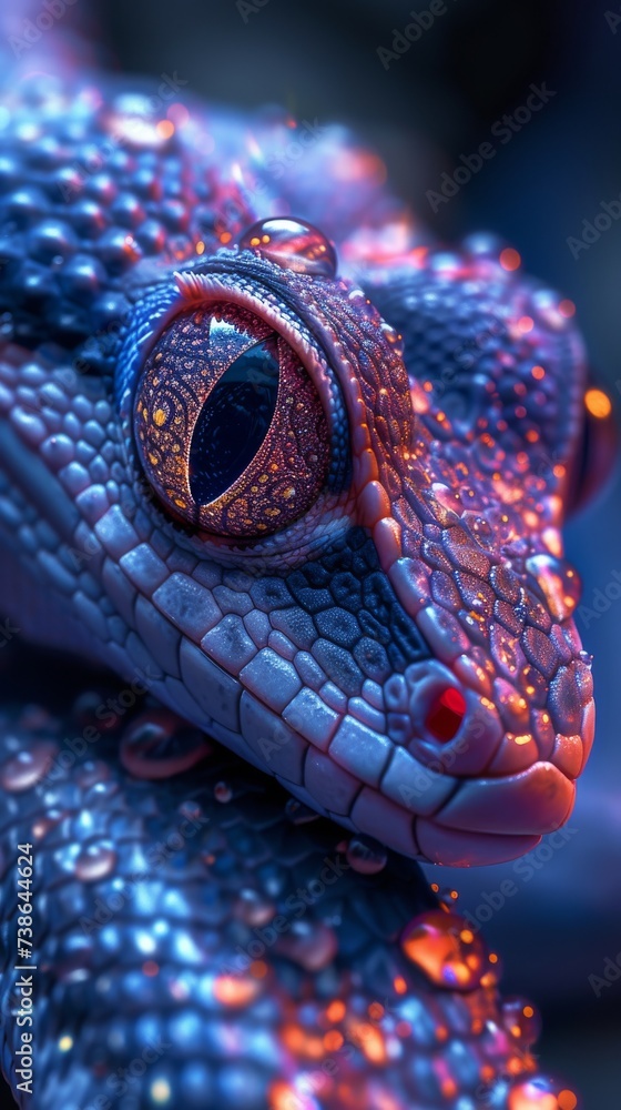 Basilisk with black hole gaze quantum slither space time freeze Stock