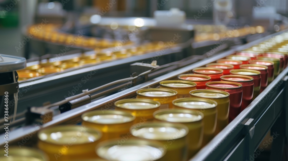 Obraz premium assembly line for canned goods