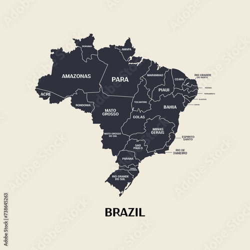 Brazil City Names.Brazil Map Vector Design.