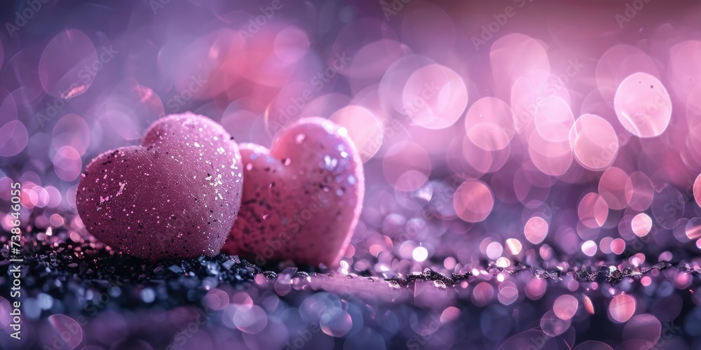 A couple of hearts sitting on top of a table. Perfect for Valentine's Day or romantic-themed designs A couple of hearts sitting on top of a table. Perfect for Valentine's Day or romantic-themed designs