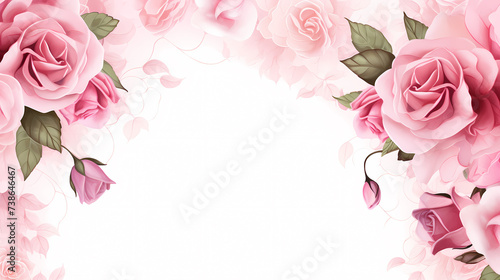 Empty flower frame with copy space for design of greeting card or invitation