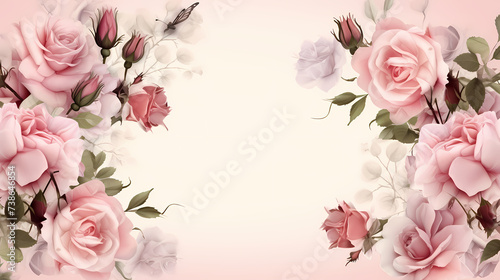 Empty flower frame with copy space for design of greeting card or invitation