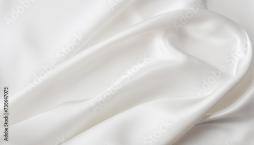 Closeup of rippled white silk fabric lines, copy space, place for text