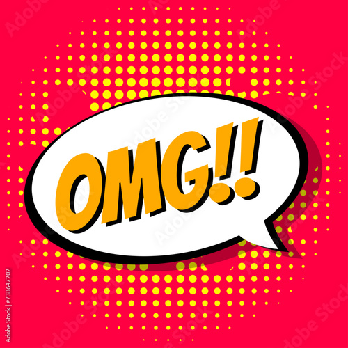 omg text comic background funny banner design vector