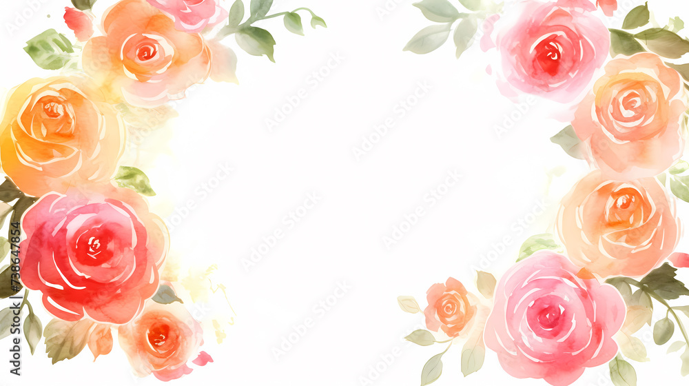 Empty flower frame with copy space for design of greeting card or invitation