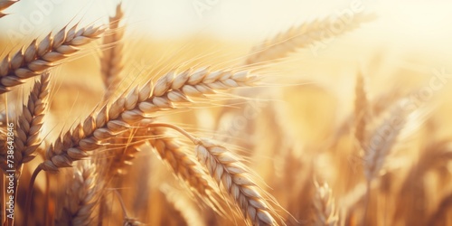 Close up of a bunch of wheat in a field. Ideal for agricultural and nature concepts