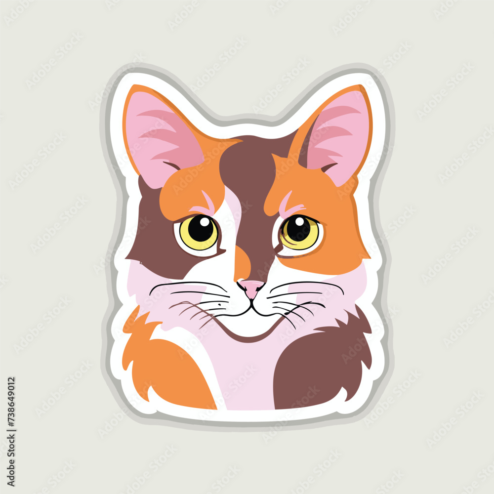 Obraz premium cute cat head cartoon vector on white background 