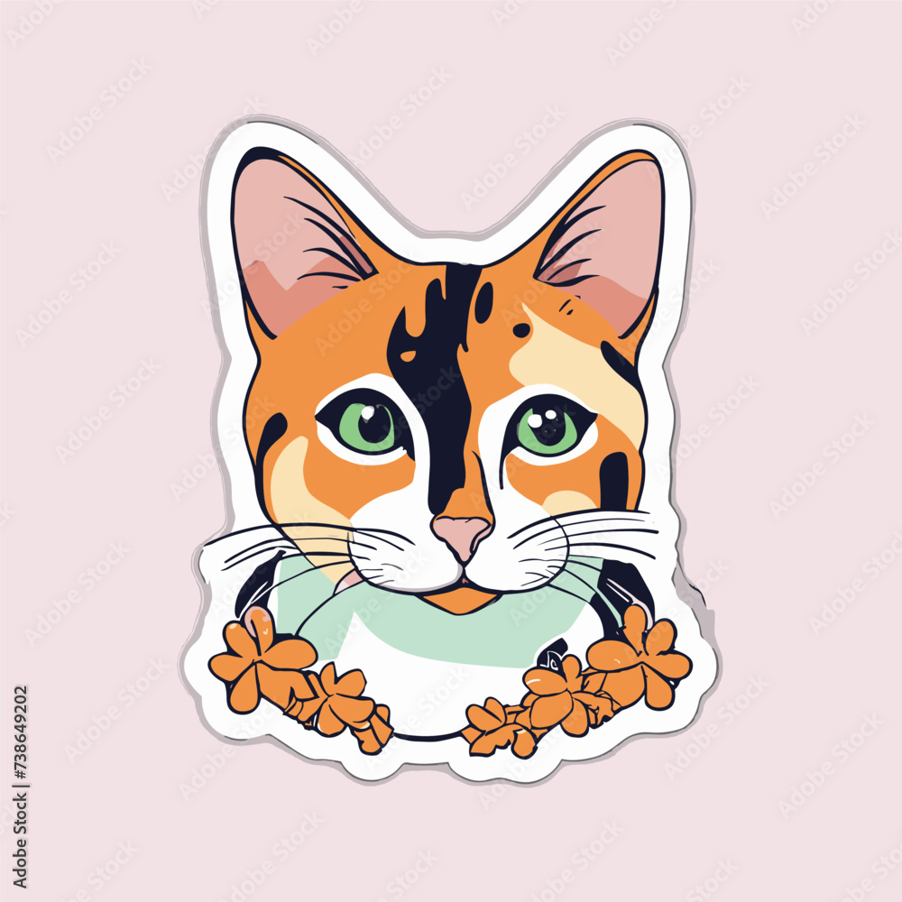 Obraz premium cute cat head cartoon vector on white background 