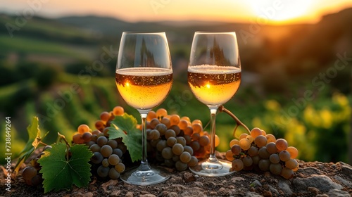 French white wine made from grapes grown in Burgundy's flinty terrain. photo