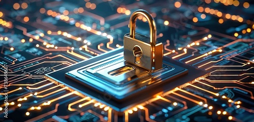 Key on digital circuit board symbolizing network security showcasing how to safeguard online data and protect internet like hackers viruses and cyber of technology computer systems and cyberspace