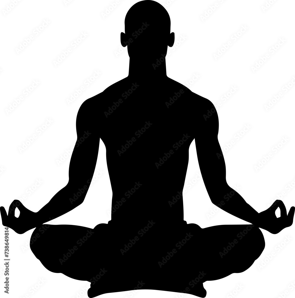 Meditation and Mindfulness Concept with Male Silhouette in Lotus Position