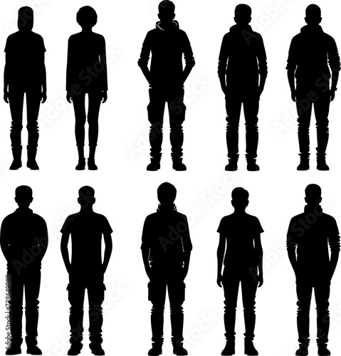 Assorted Human Silhouettes - Diverse and Modern Figures for Various Uses