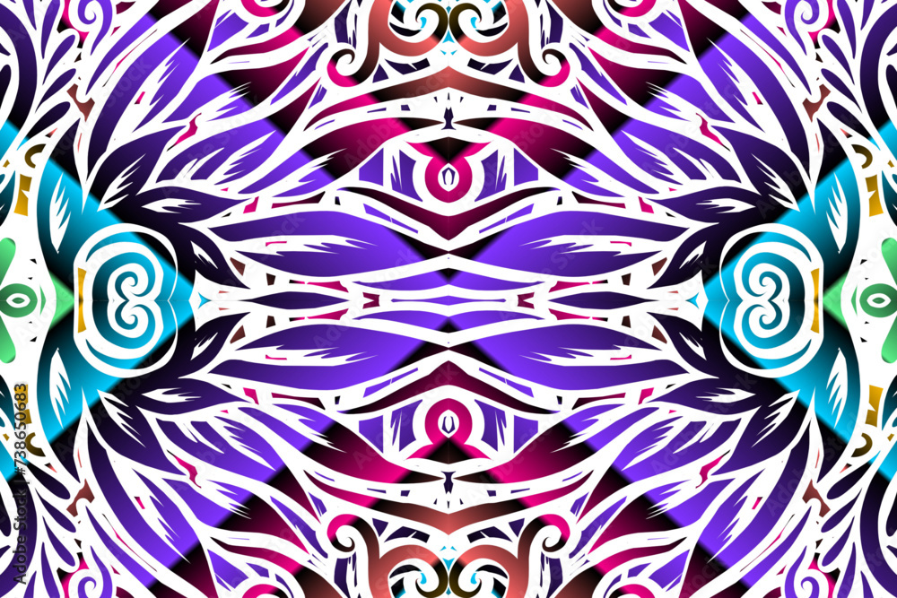 Fototapeta Beautiful abstract design of batik ethnic dayak borneo pattern 