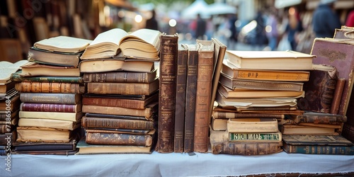 Fototapeta Naklejka Na Ścianę i Meble -  Vintage literary works at a French bazaar.
