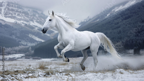 Picture presenting the galloping white horse © Salman
