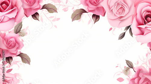Flower frame with decorative flowers, decorative flower background pattern, floral border background