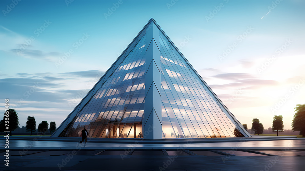 Obraz premium Abstract polygonal building exterior design, conceptual architectural design
