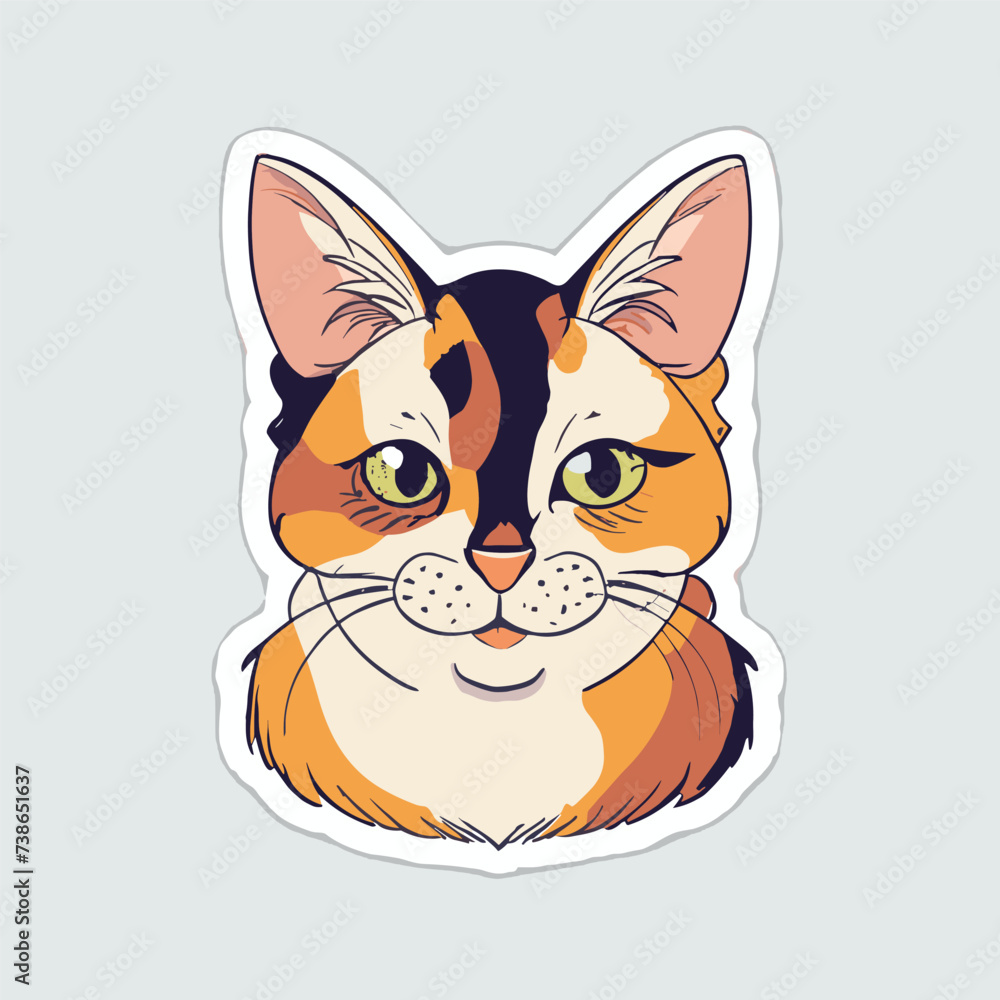 Fototapeta premium cute cat head cartoon vector on white background 