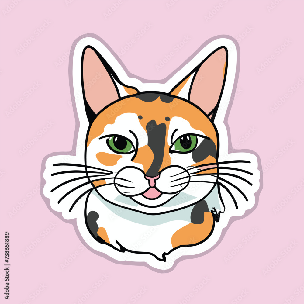 Fototapeta premium cute cat head cartoon vector on white background 