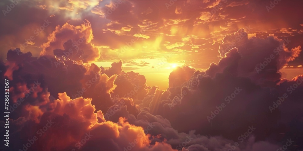 A beautiful sunset scene with colorful clouds in the sky. Perfect for various design projects