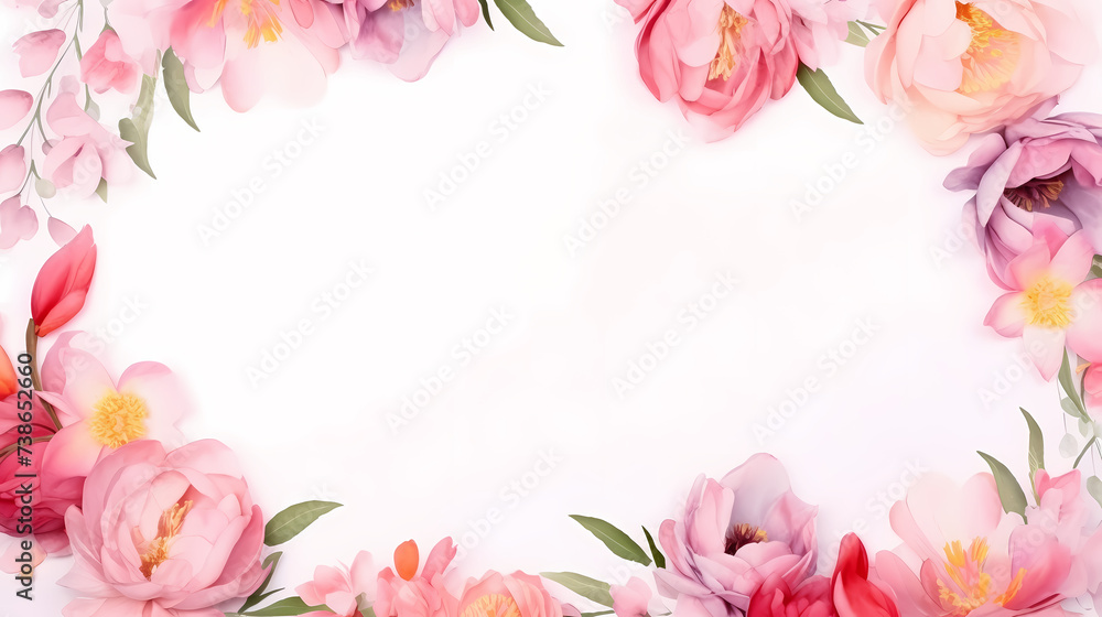 Obraz premium Flower frame with decorative flowers, decorative flower background pattern, floral border background