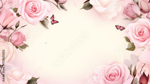 Flower frame with decorative flowers, decorative flower background pattern, floral border background