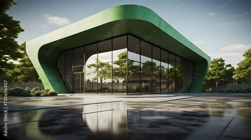 Fototapeta premium Modern abstract style cube shape building exterior