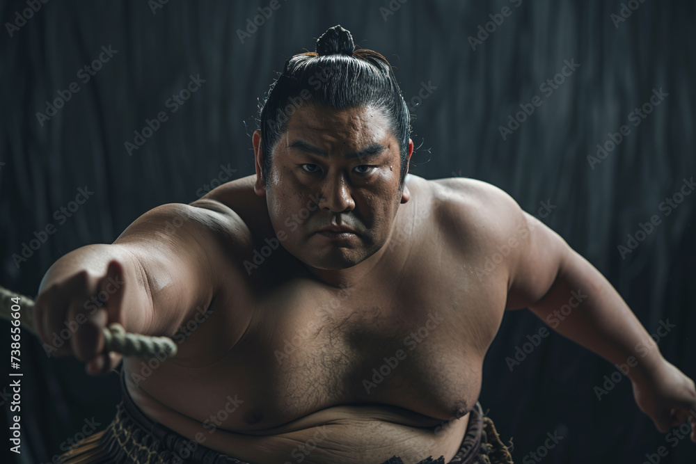 Obraz premium Japanese sumo fighter standing and ready to fight