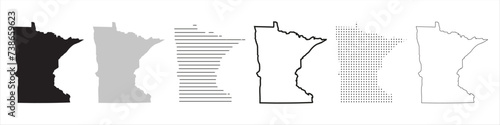 Fototapete Minnesota State Map Black