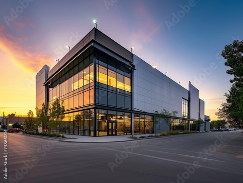 Twilight Corporate Building Exterior