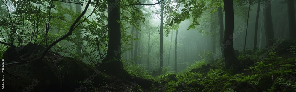 Fototapeta premium Enigmatic Forest in Morning Mist
