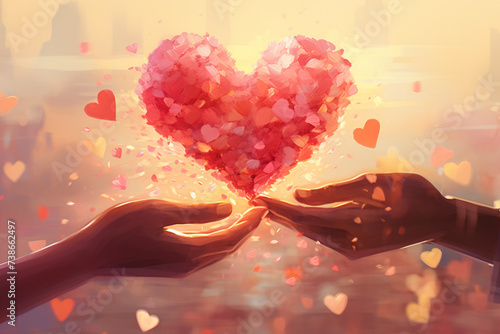 background with hearts in hand on National Loving day photo
