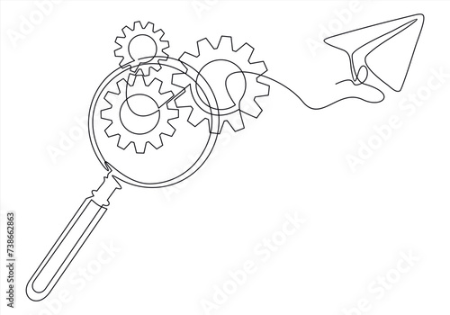 magnifying glass plane white paper symbol business hr human resource opportunity career occupation management work job idea plan success solution vision marketing