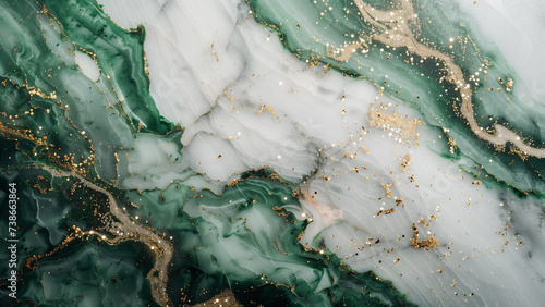 Emerald Elegance: High-Resolution Image of Green Marble with Gold Glitter Veins
