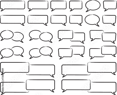 Obraz na płótnie BULLES DE DIALOGUES - BULLES DE CONVERSATIONS - BULLES DE DISCUSSIONS - 2 - FEUTRE PINCEAU - ILLUSTRATIONS VECTORIELLES - FOND TRANSPARENT w salonie