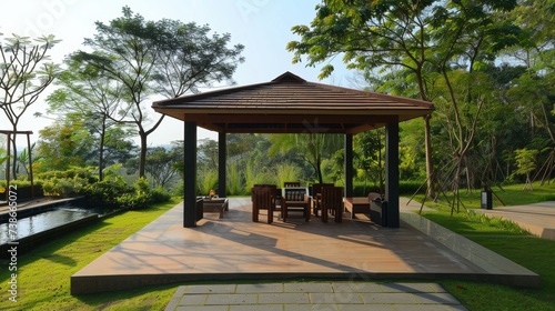 Minimalist Gazebo with Clean Lines and Simple Design AI Generated.
