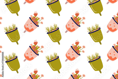Menstrual cup seamless pattern. Vector illustration isolated. Can used for wrapping paper, woman healthy concept, reusable supplies in periods. 