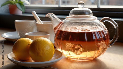 bowl of tea with a teapot UHD WALLPAPER