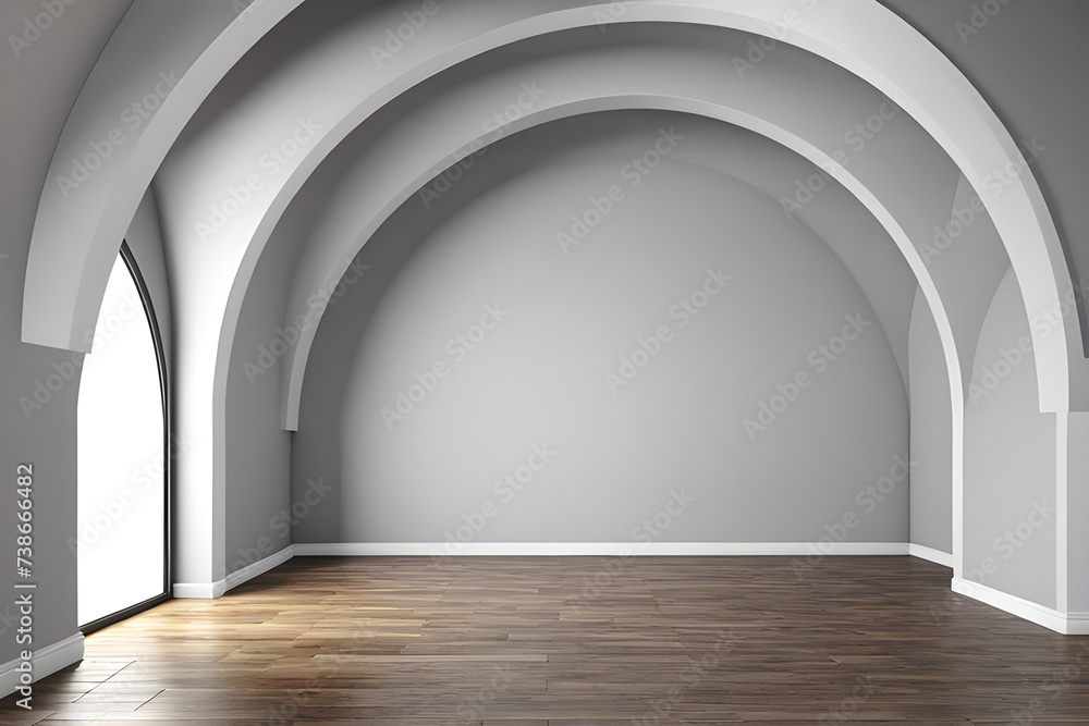 Conceptual interior empty room with arched ceiling 3d illustration Conceptual interior empty room with arched ceiling 3d illustration