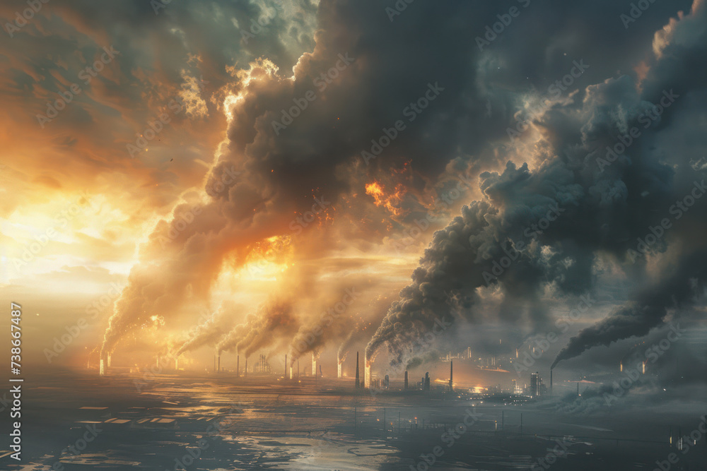 Very dramatic image of global warming factory emissions