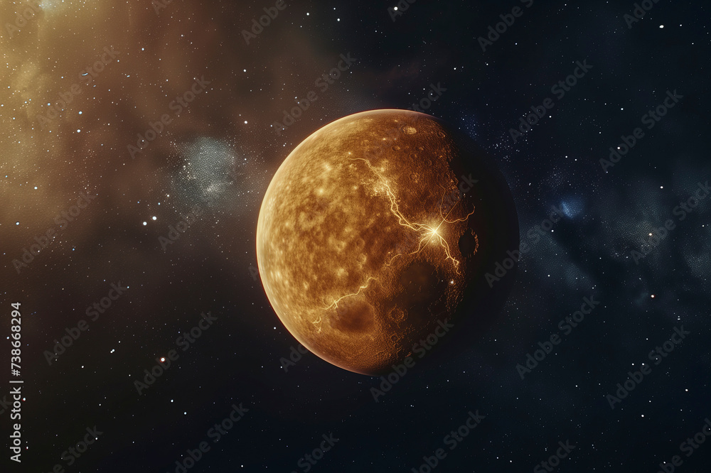 Obraz premium Planet Mercury in the starry sky of solar system in space