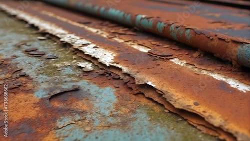 Rusty metal surface with peeling paint  scratches  and corrosion  evoking a sense of industrial decay  HD  4K  highly detailed. generative AI