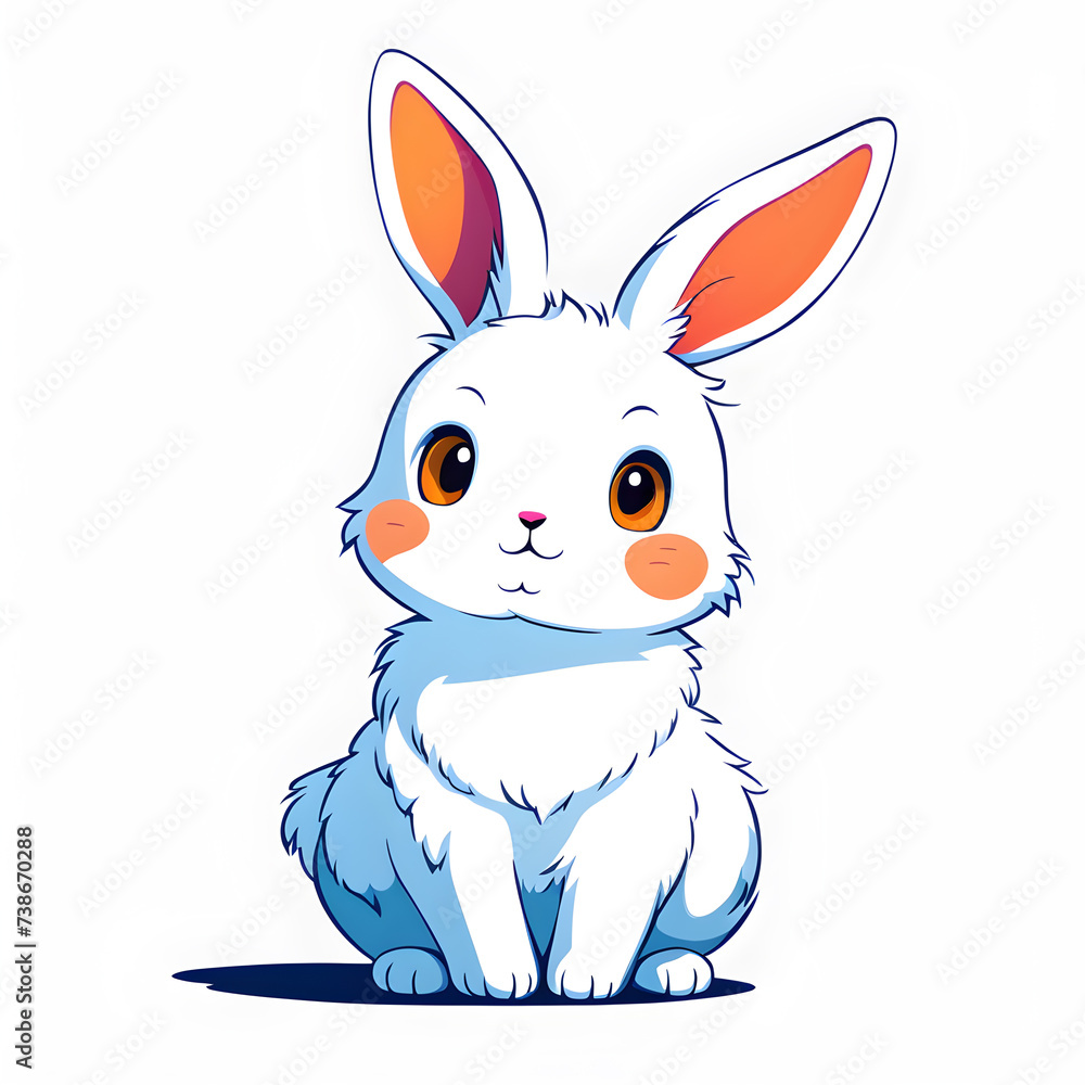 Obraz premium rabbit-character-flat-illustration-isolated-against-a-pure-white-background-bold-colors-simple