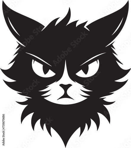 Angry cat silhouette, Graphic portrait of a angry cat, cat silhouette for Halloween © Aleksandar