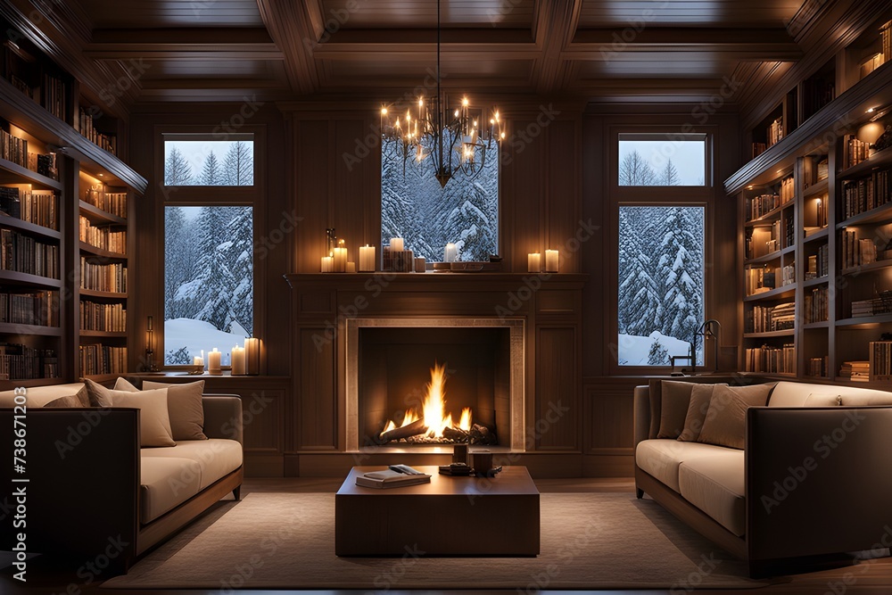 Bookshelf, fireplace Bookshelf, fireplace