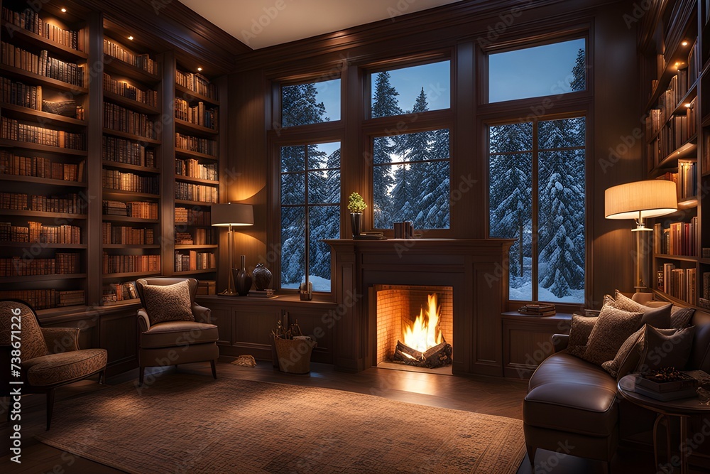 Bookshelf, fireplace Bookshelf, fireplace