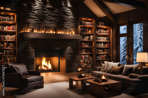 Bookshelf  fireplace