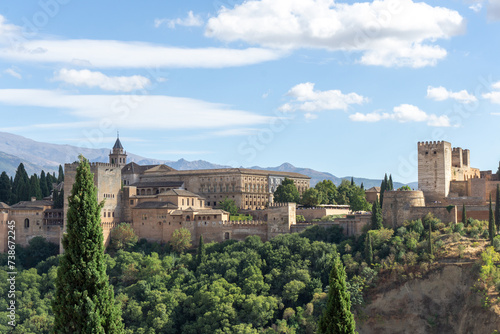 Alhambra Complex as Seen From Albaicin (Albayzin) Quarter of Granada, Andalusia, Spain.